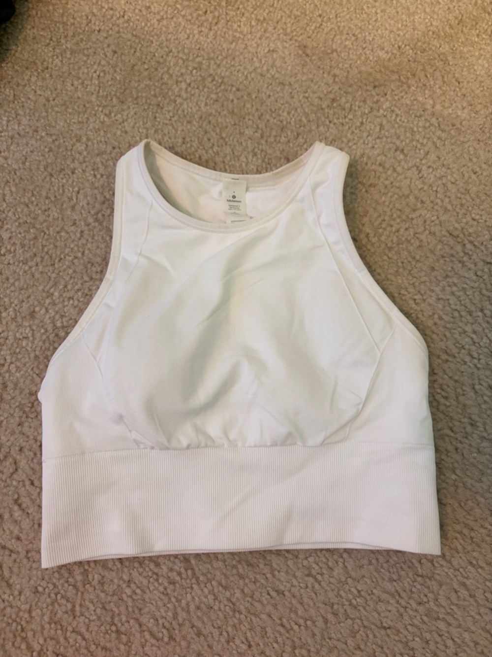 Lululemon White High-Neck Sports Bra